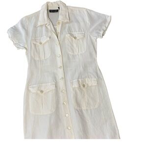 VINTAGE 90s ZOEY & BETH Ivory Midi Shirt Dress